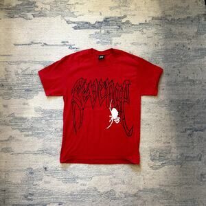 Revenge Spider Skull T-Shirt Red/Black/White Size Medium Tee